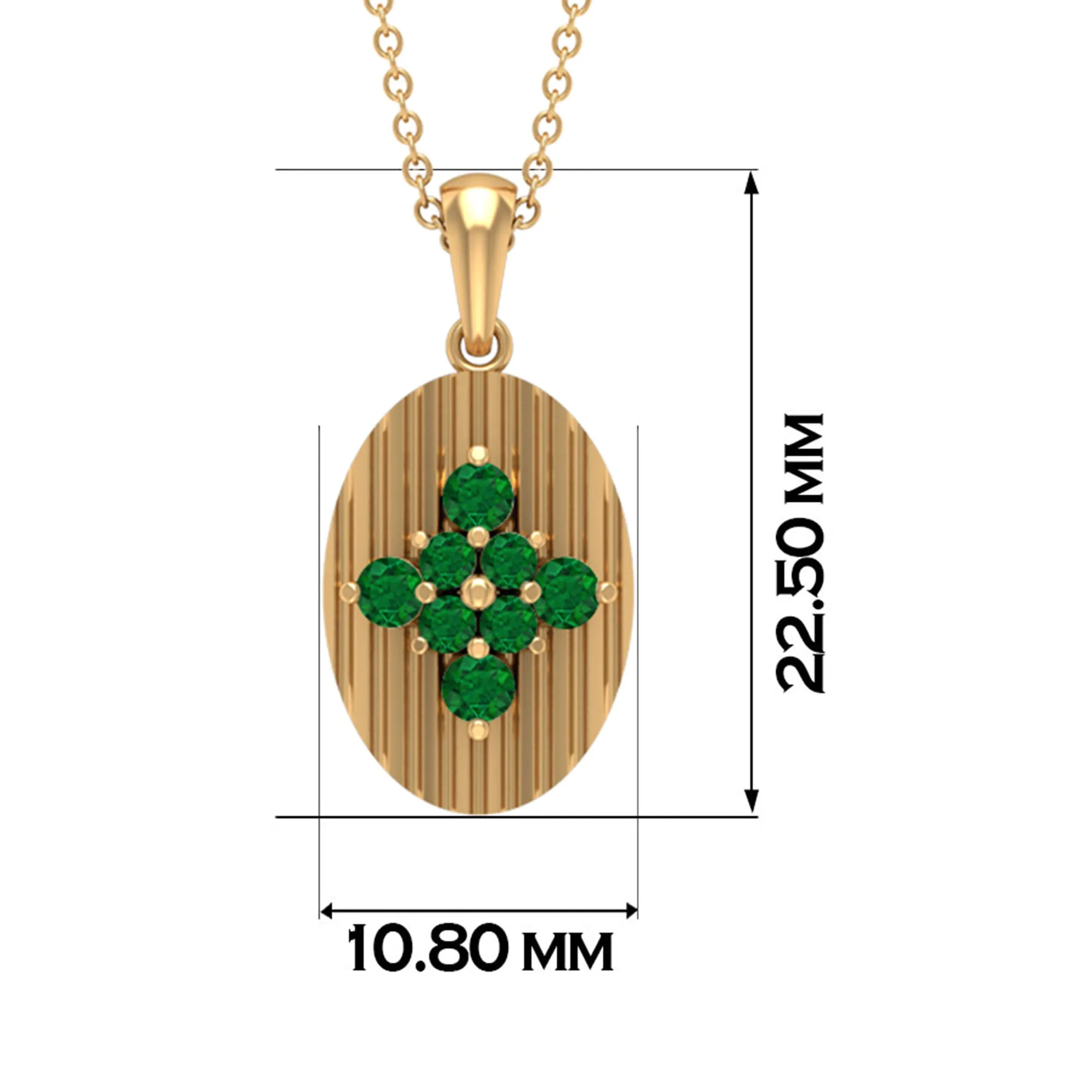 0.5 CT Emerald Cluster Gold Pendant Necklace in Prong Setting