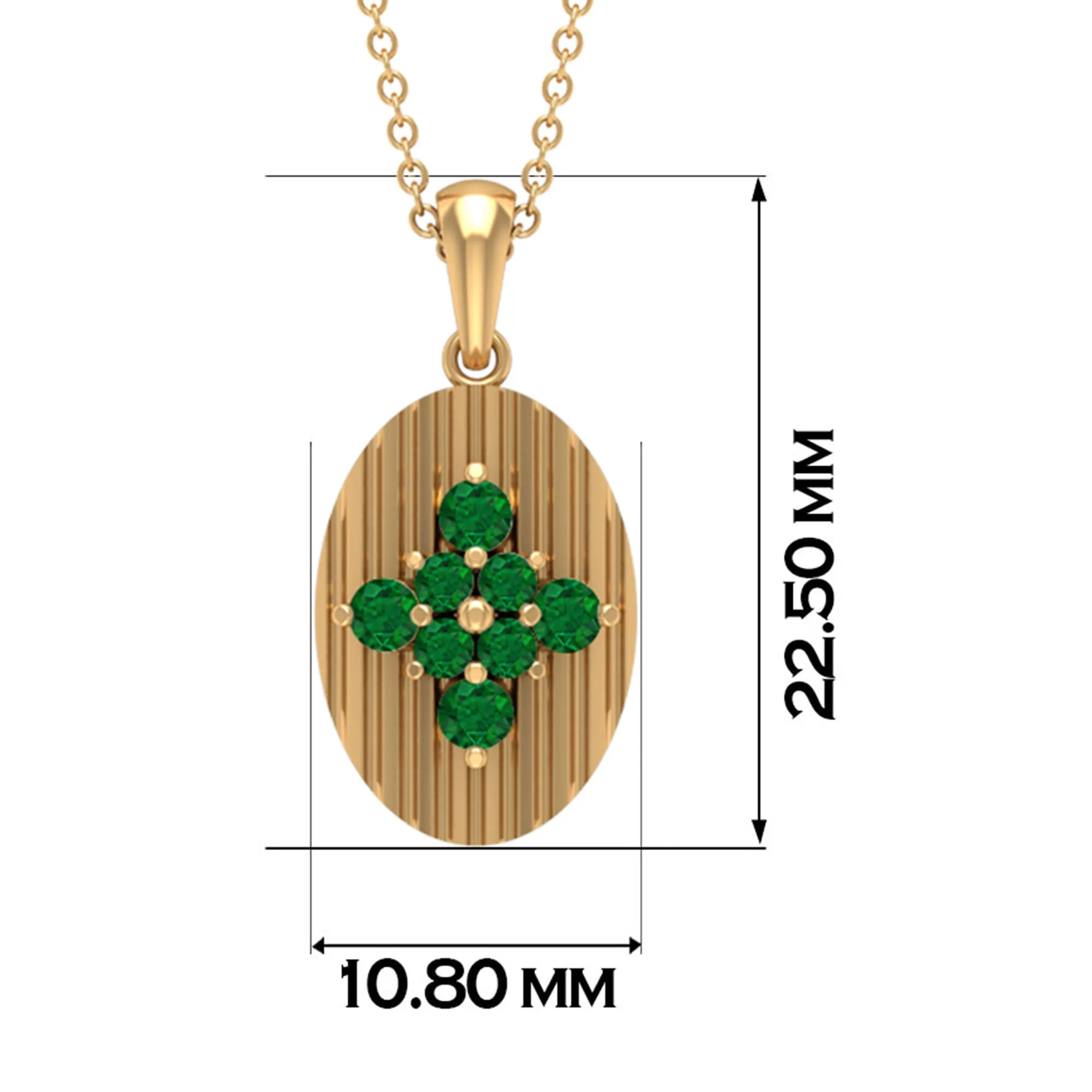 0.5 CT Emerald Cluster Gold Pendant Necklace in Prong Setting
