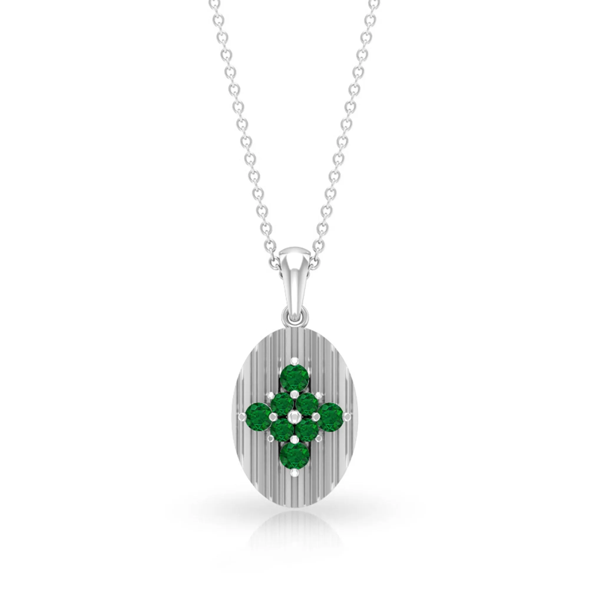 0.5 CT Emerald Cluster Gold Pendant Necklace in Prong Setting