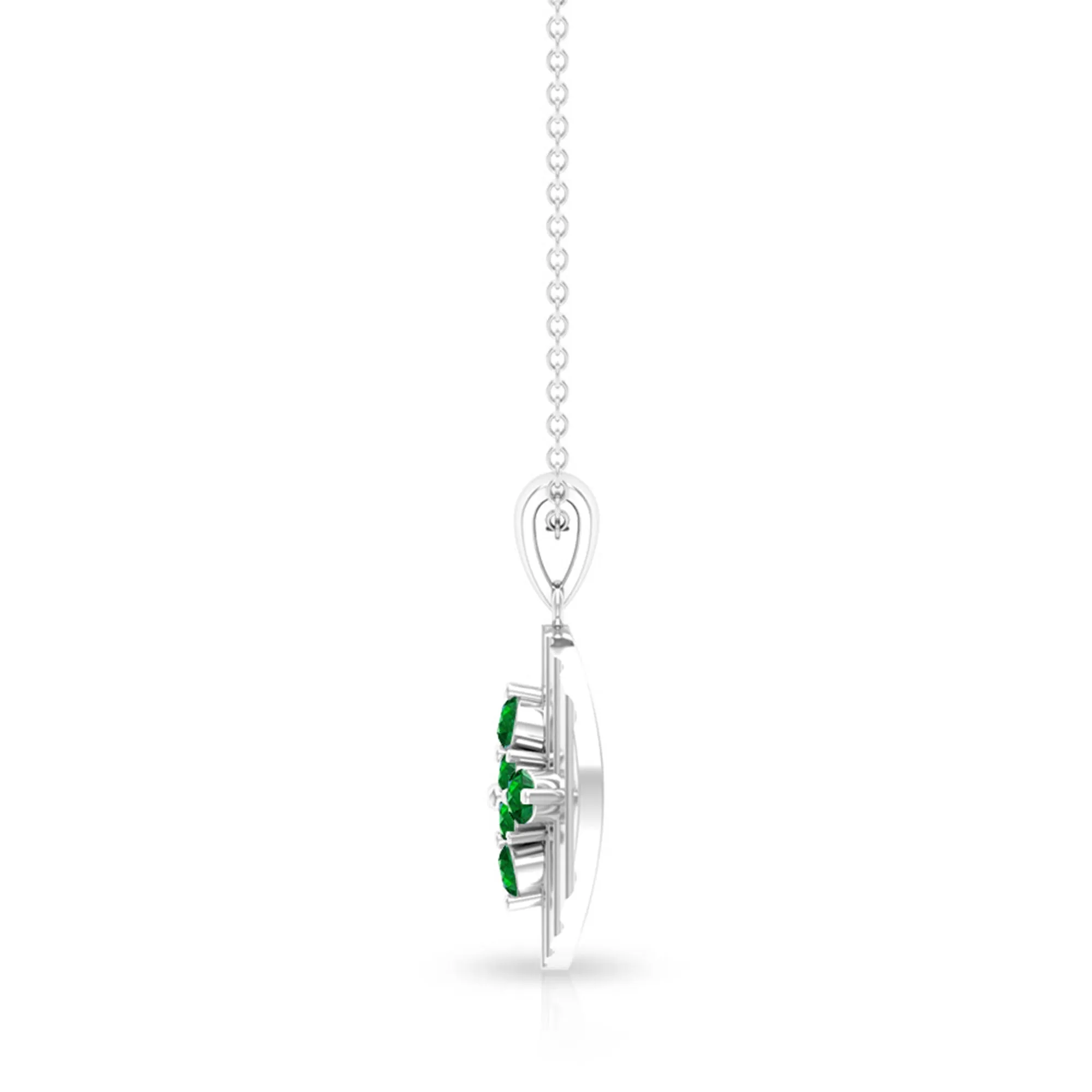0.5 CT Emerald Cluster Gold Pendant Necklace in Prong Setting