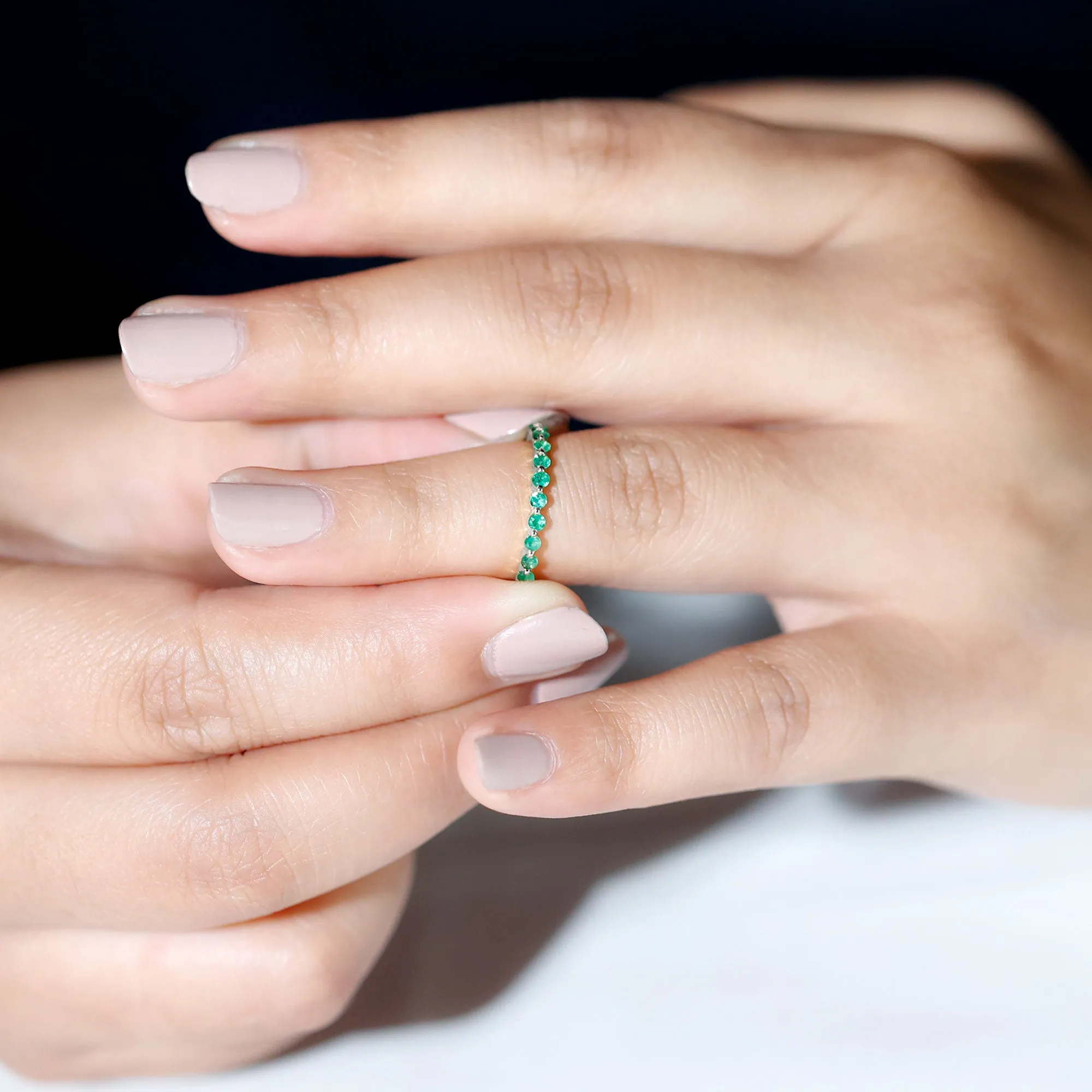 1.25 CT Emerald Floating Eternity Band for Women