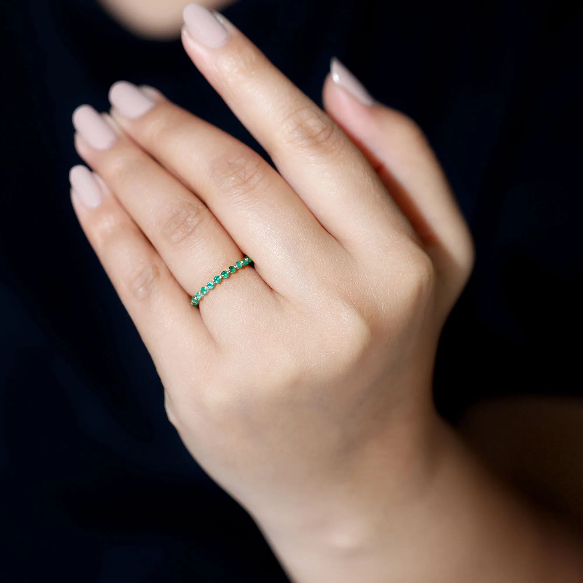 1.25 CT Emerald Floating Eternity Band for Women