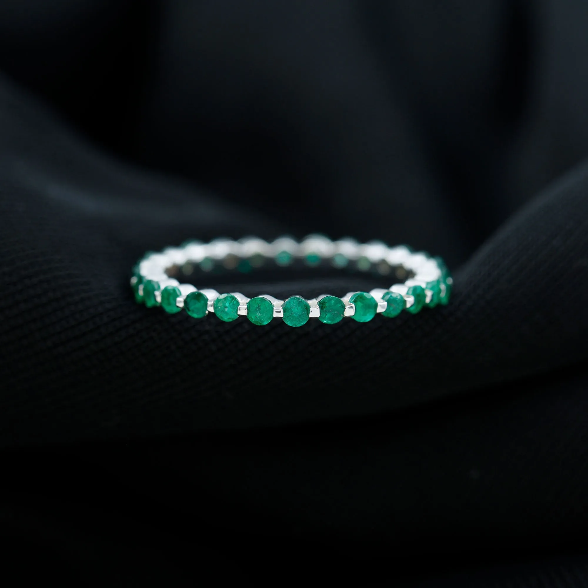 1.25 CT Emerald Floating Eternity Band for Women