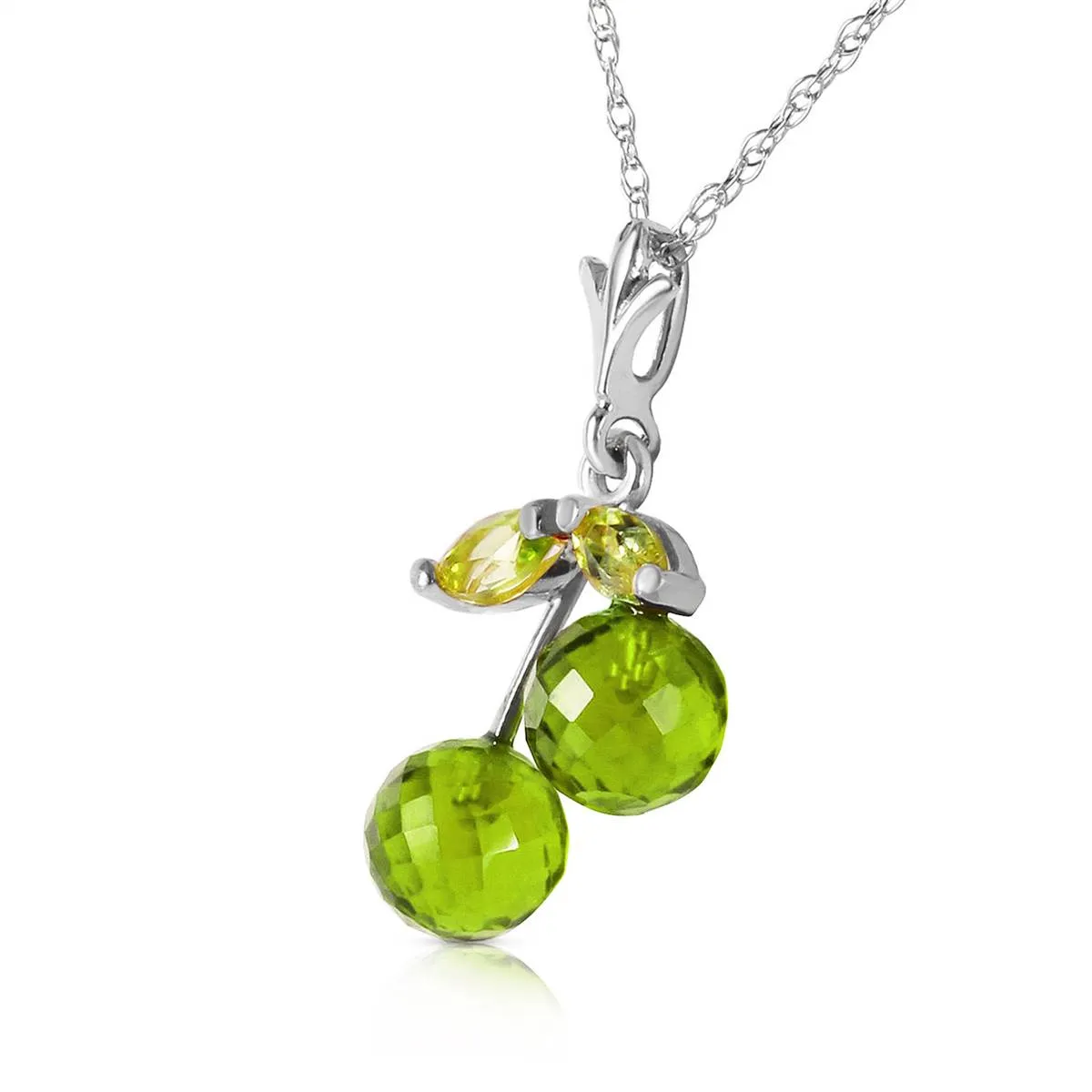 1.45 Carat 14K Solid White Gold I Care Peridot Necklace