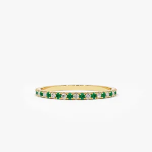 14K Emerald and Diamond Alternating Eternity Ring