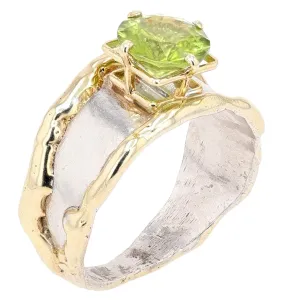 14K Gold & Crystalline Silver Peridot Ring - 14836
