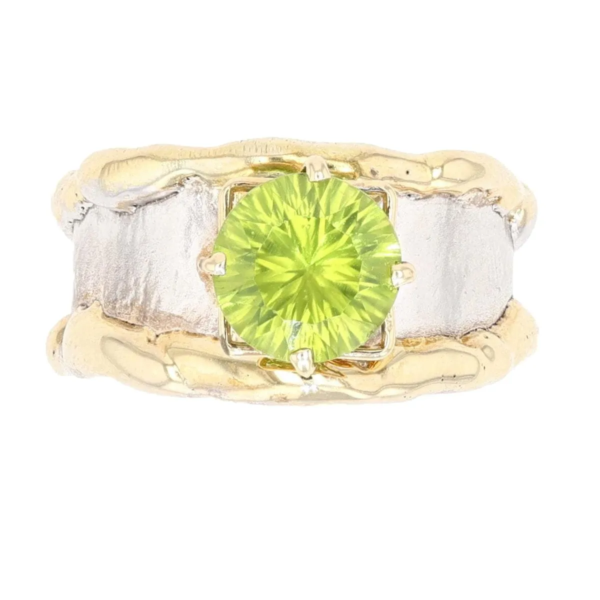 14K Gold & Crystalline Silver Peridot Ring - 14836