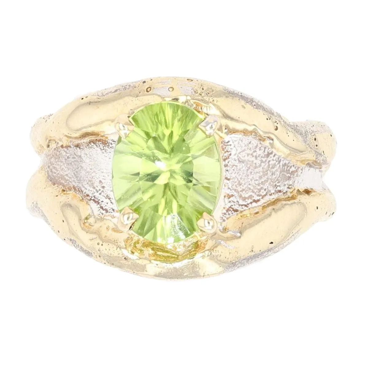 14K Gold & Crystalline Silver Peridot Ring - 32883