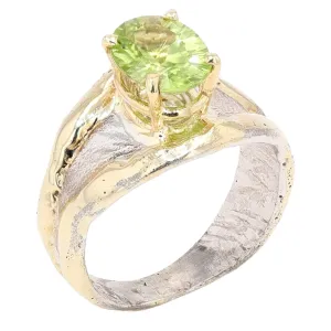 14K Gold & Crystalline Silver Peridot Ring - 32883