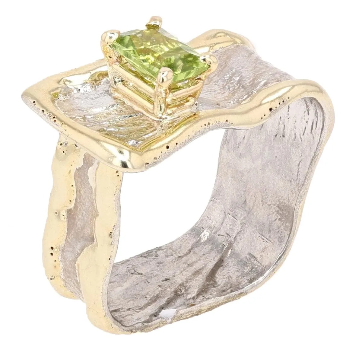 14K Gold & Crystalline Silver Peridot Ring - 34987