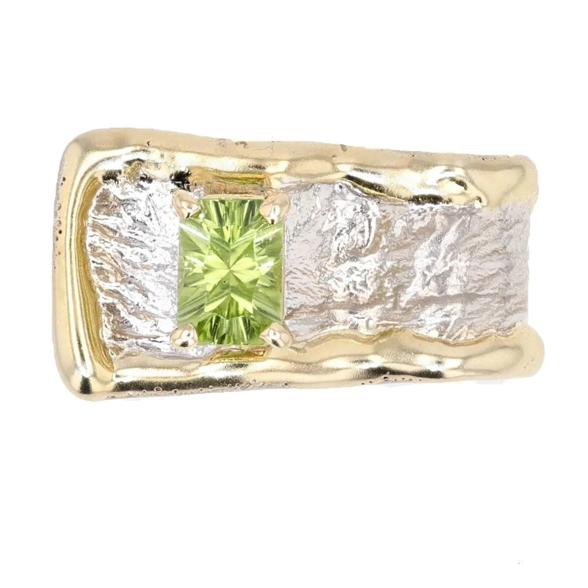14K Gold & Crystalline Silver Peridot Ring - 34987