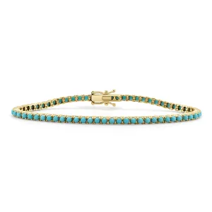 14K Gold & Turquoise Tennis Bracelet - 3.60ct