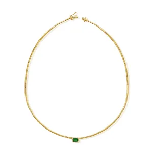 14K Gold Emerald & Diamond Necklace