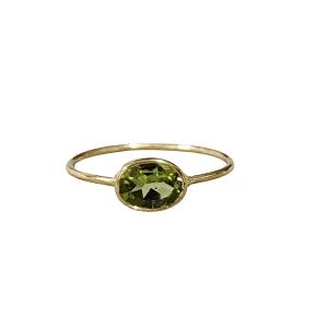 14k Gold Green Peridot Dainty Ring