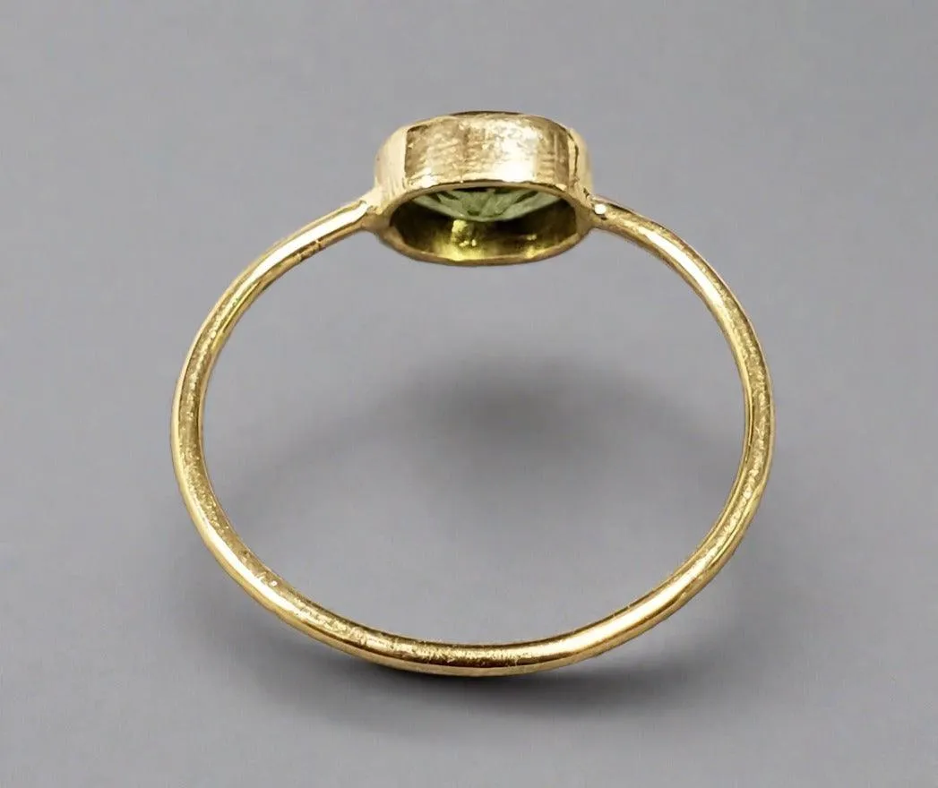 14k Gold Green Peridot Dainty Ring