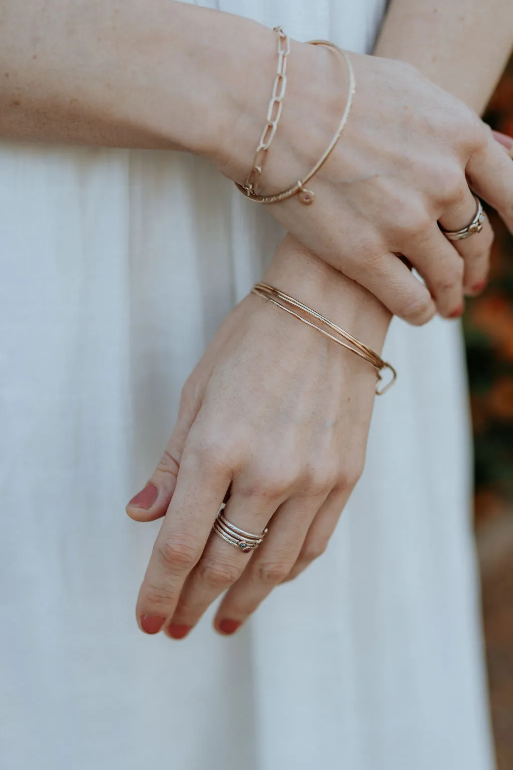 14k solid gold personalized bangle bracelet
