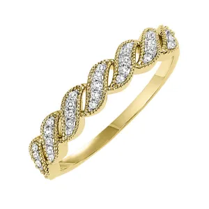 14KT Yellow Gold & Diamond Classic Book Stackable Fashion Ring  - 1/10 ctw