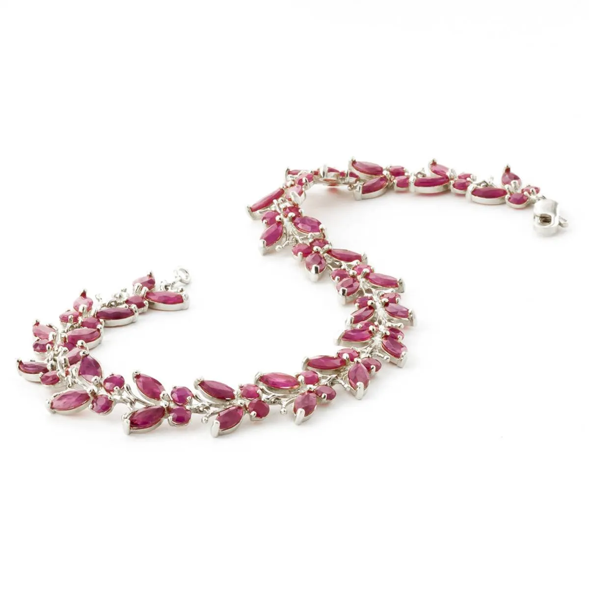 16.5 Carat 14K Solid White Gold Butterfly Bracelet Natural Ruby