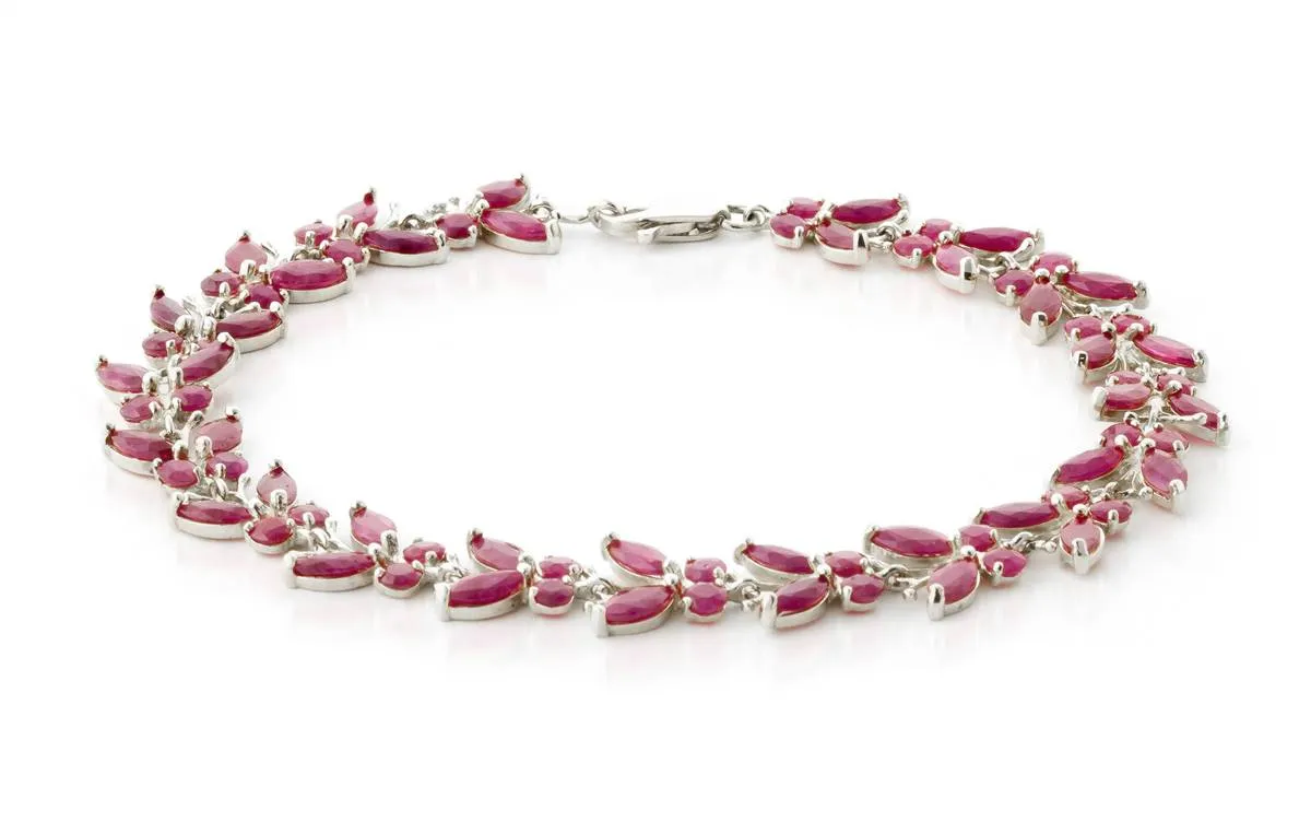 16.5 Carat 14K Solid White Gold Butterfly Bracelet Natural Ruby