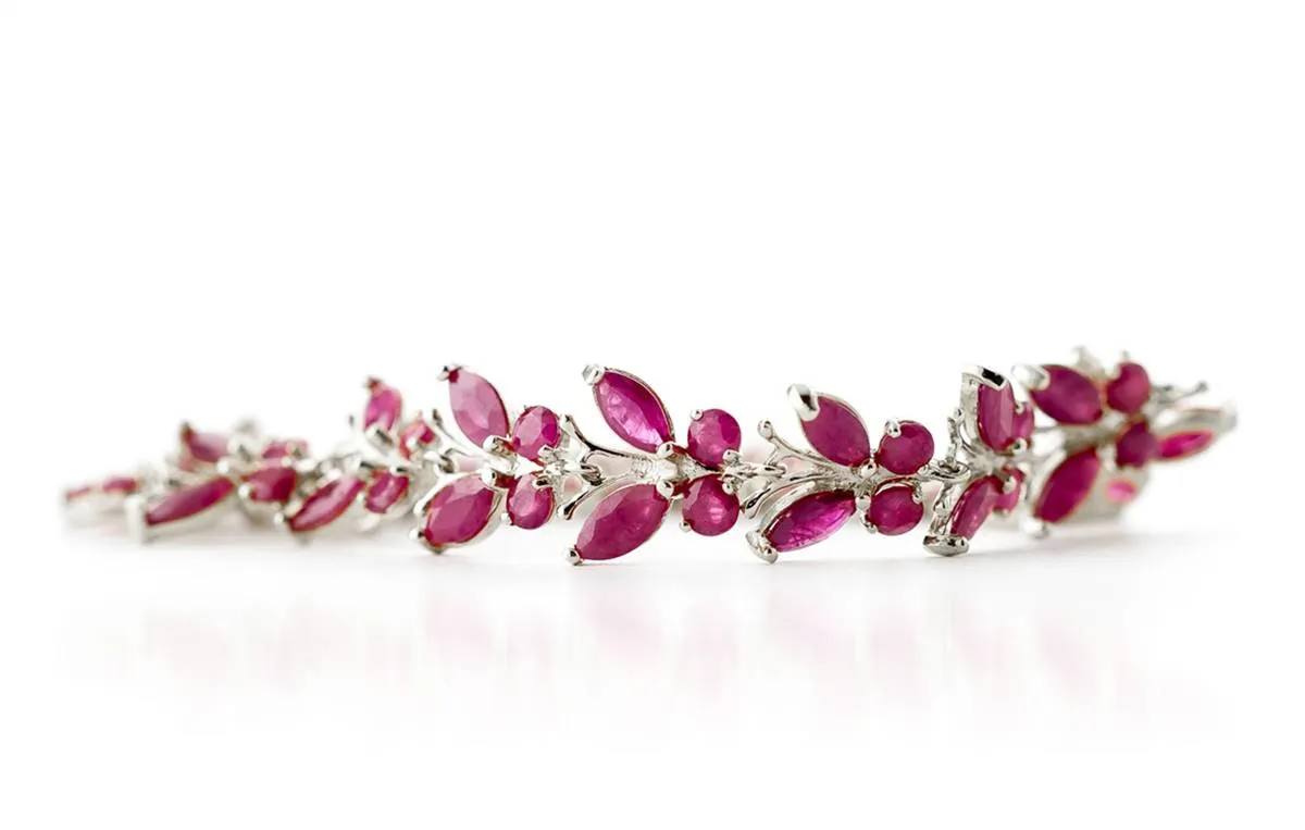 16.5 Carat 14K Solid White Gold Butterfly Bracelet Natural Ruby