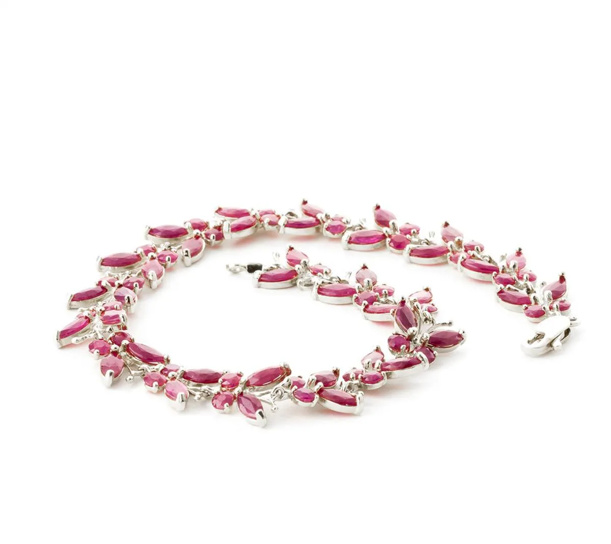 16.5 Carat 14K Solid White Gold Butterfly Bracelet Natural Ruby