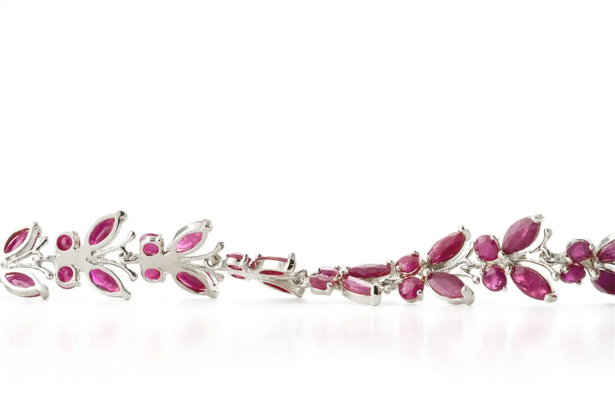 16.5 Carat 14K Solid White Gold Butterfly Bracelet Natural Ruby