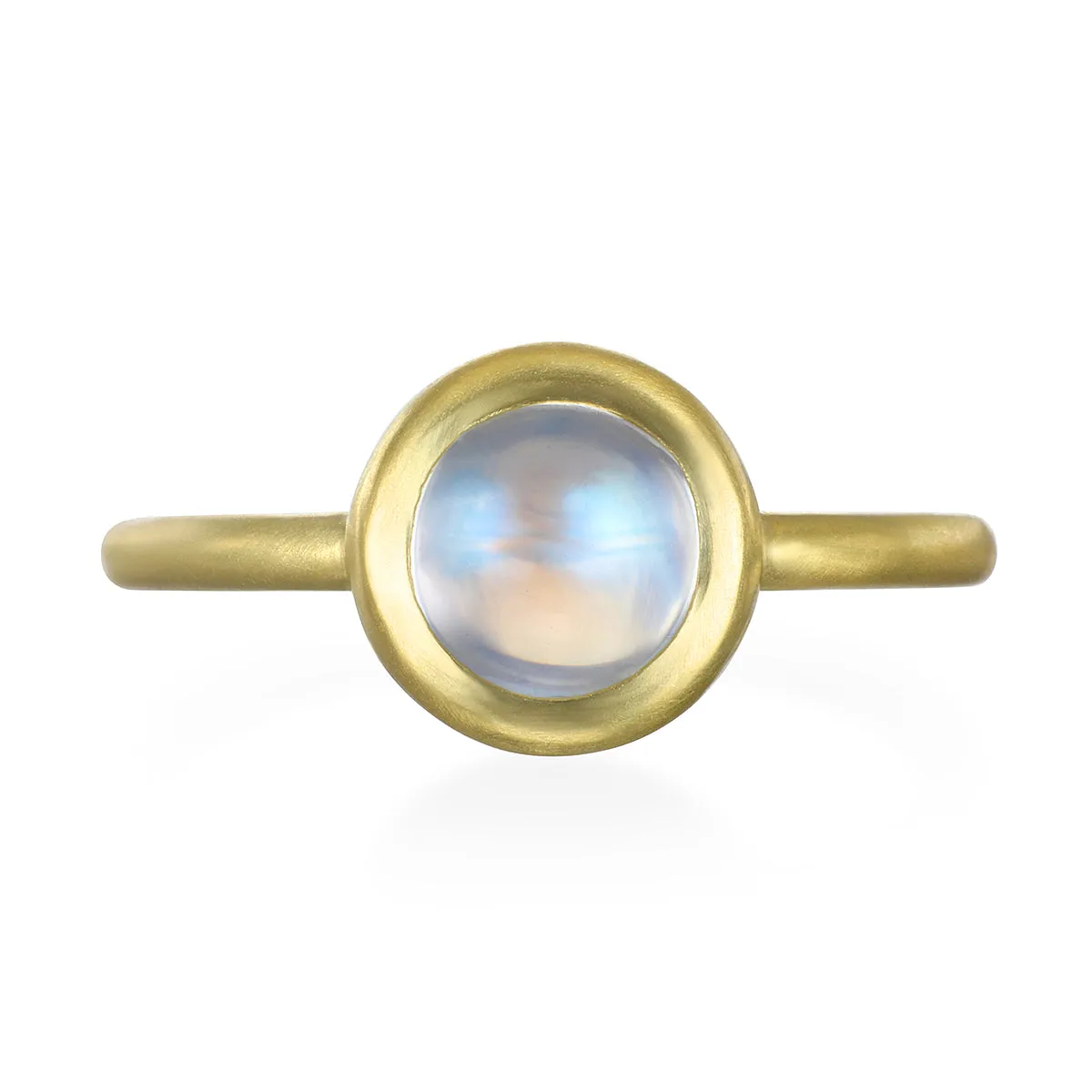 18 Karat Gold Round Ceylon Moonstone Bezel Ring