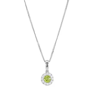 18ct White Gold 0.38ct Peridot And 0.14ct Diamond Halo Necklace