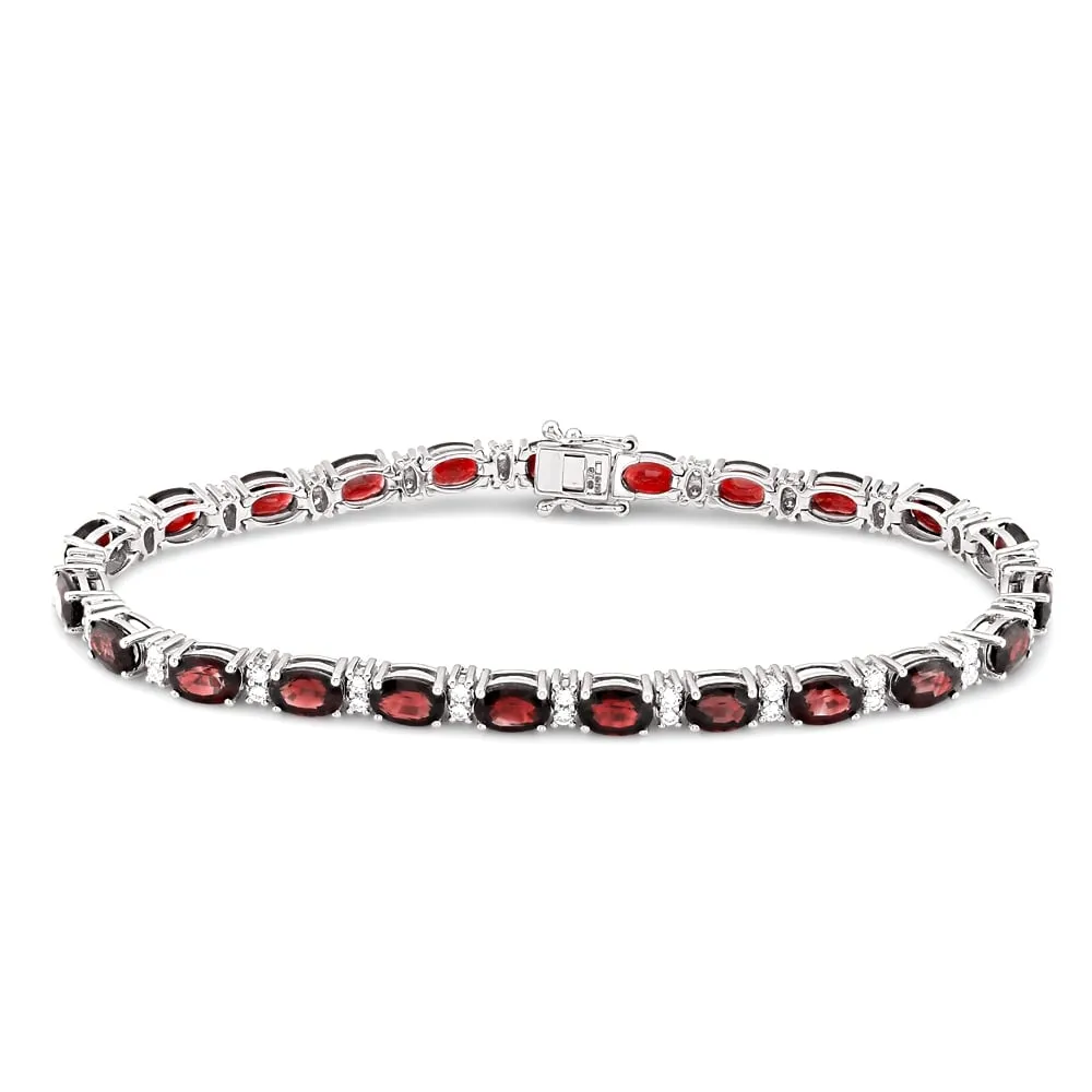 18ct White Gold Oval Cut Ruby & Diamond Set Bracelet