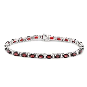 18ct White Gold Oval Cut Ruby & Diamond Set Bracelet