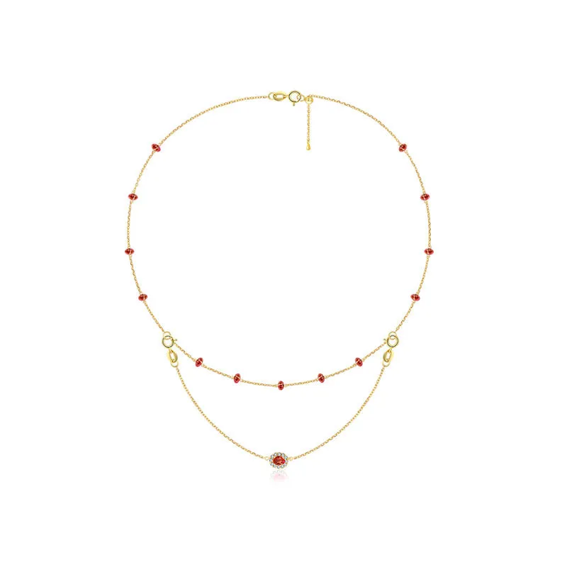 18k Gold 2 Ways By The Yard Ruby Bead Necklace