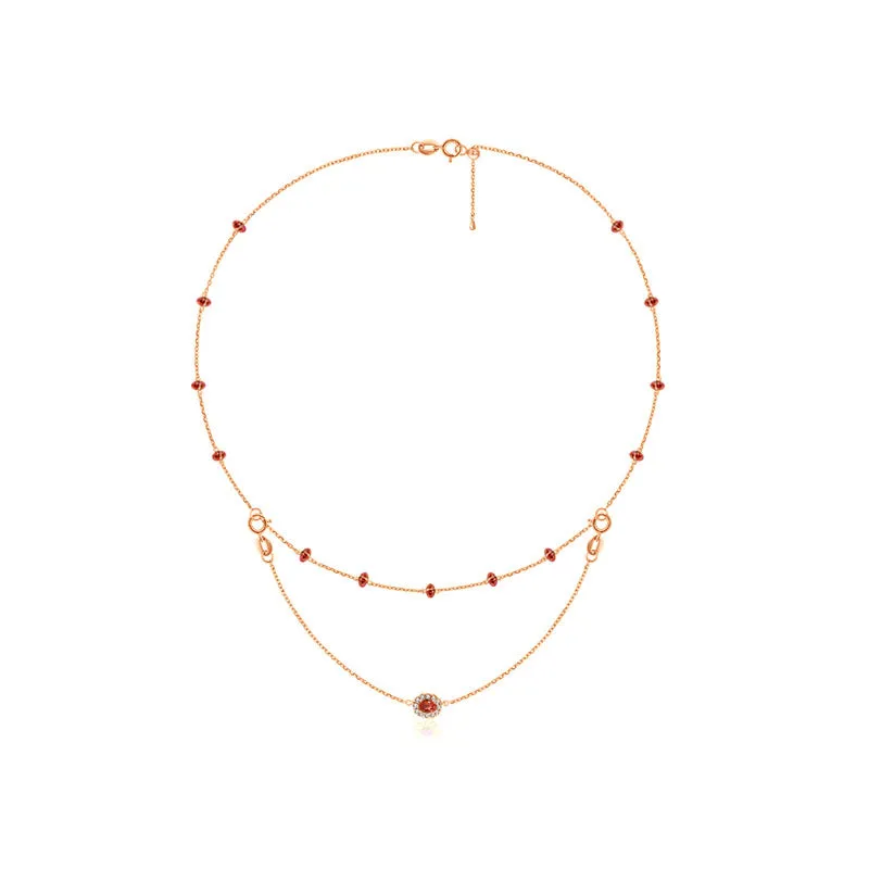 18k Gold 2 Ways By The Yard Ruby Bead Necklace