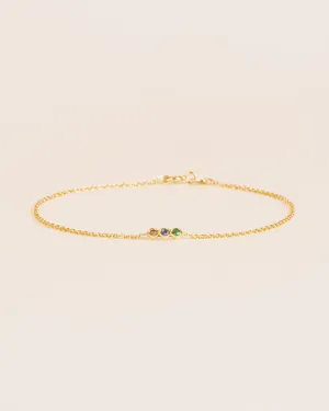 18K Gold Bracelet w. Diamond, Tsavorite & London blue topaz