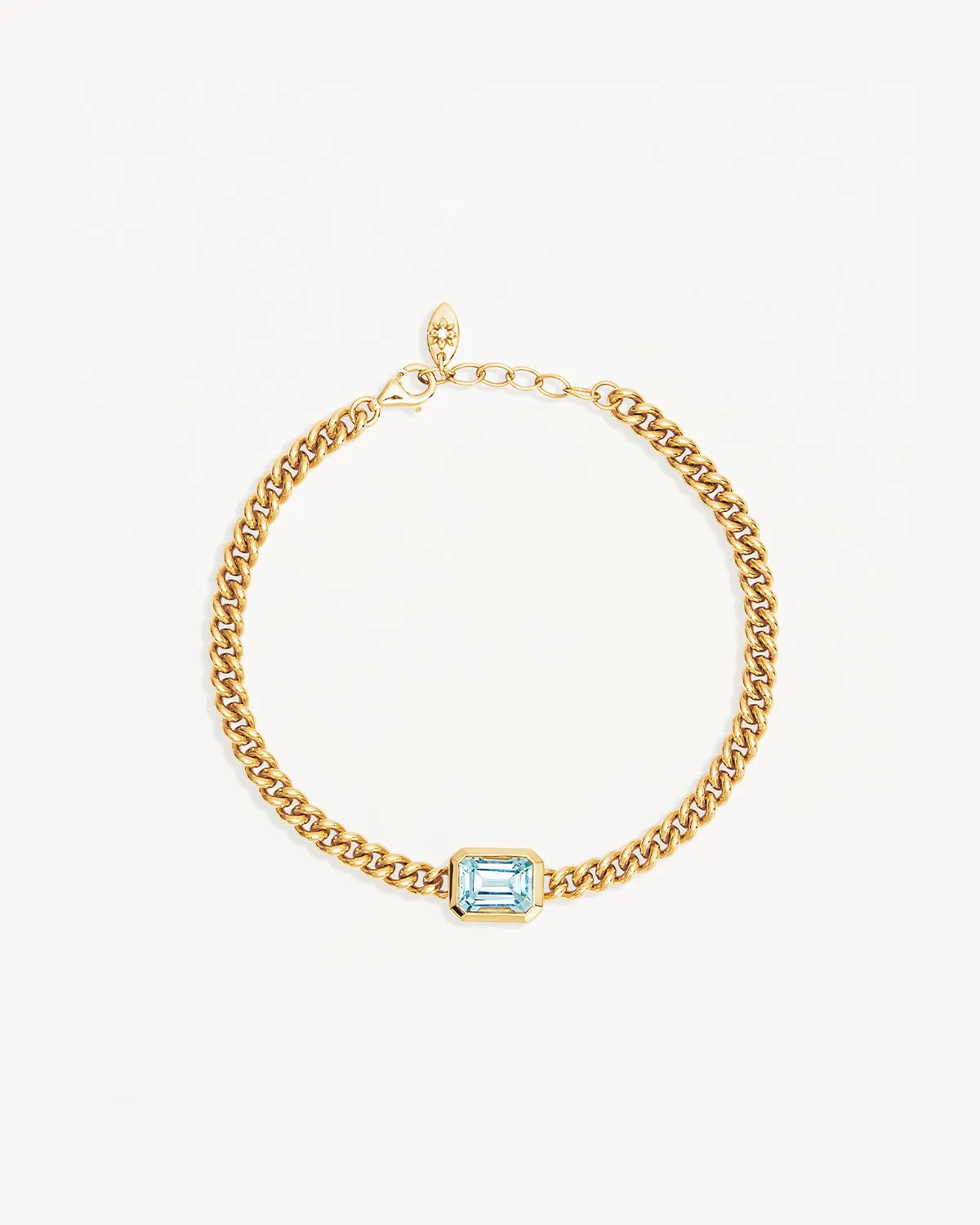 18k Gold Vermeil Calm Your Soul Topaz Curb Bracelet