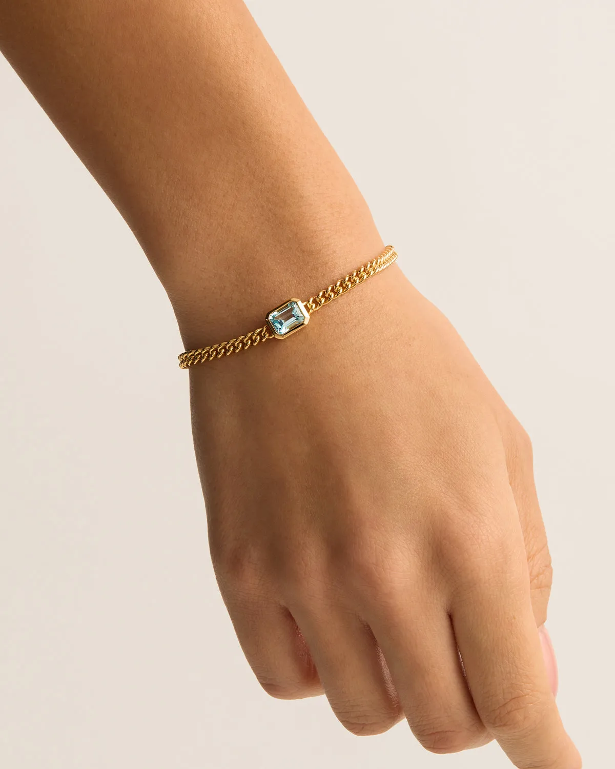 18k Gold Vermeil Calm Your Soul Topaz Curb Bracelet