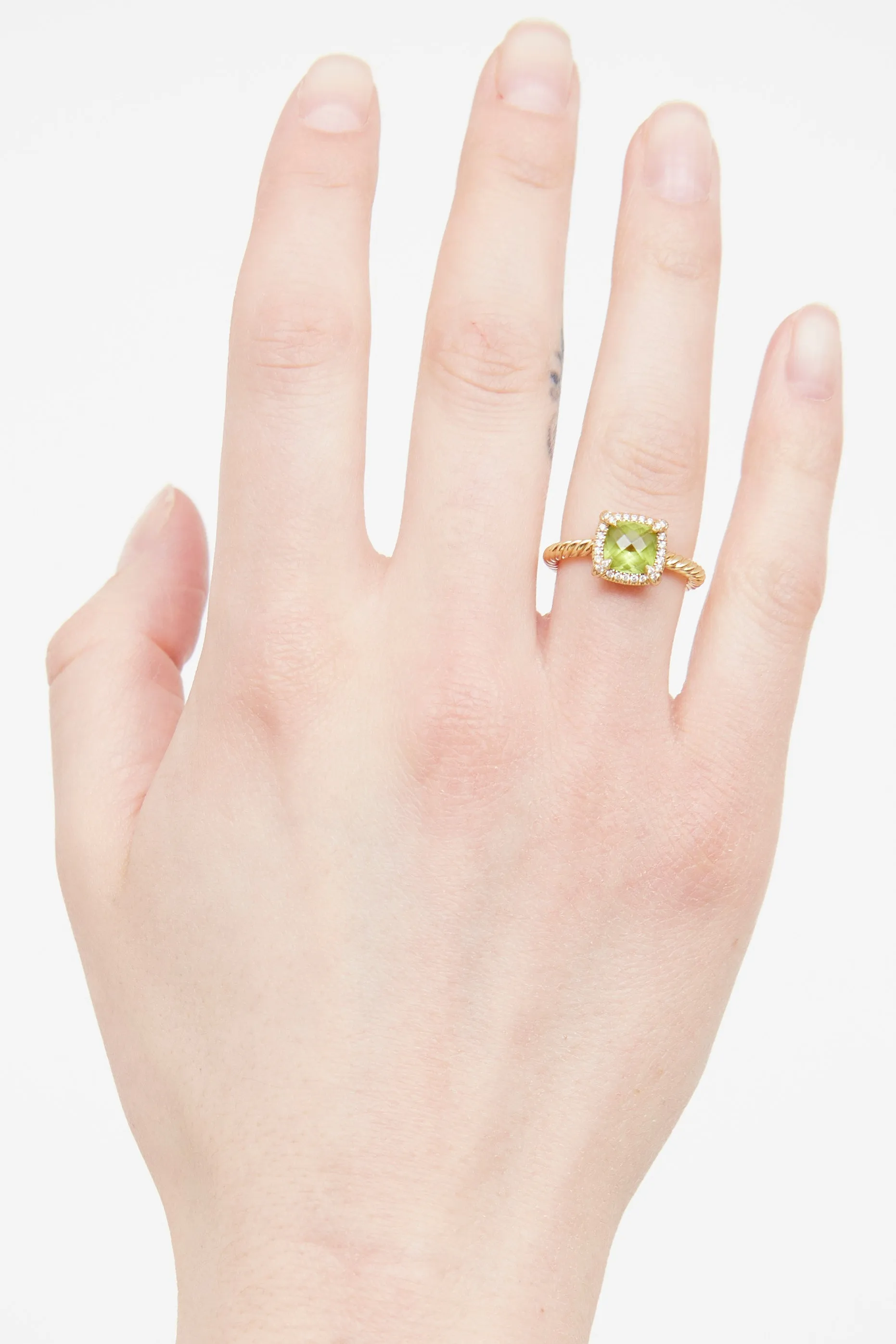 18K Peridot Diamond Petit Chatelaine Ring