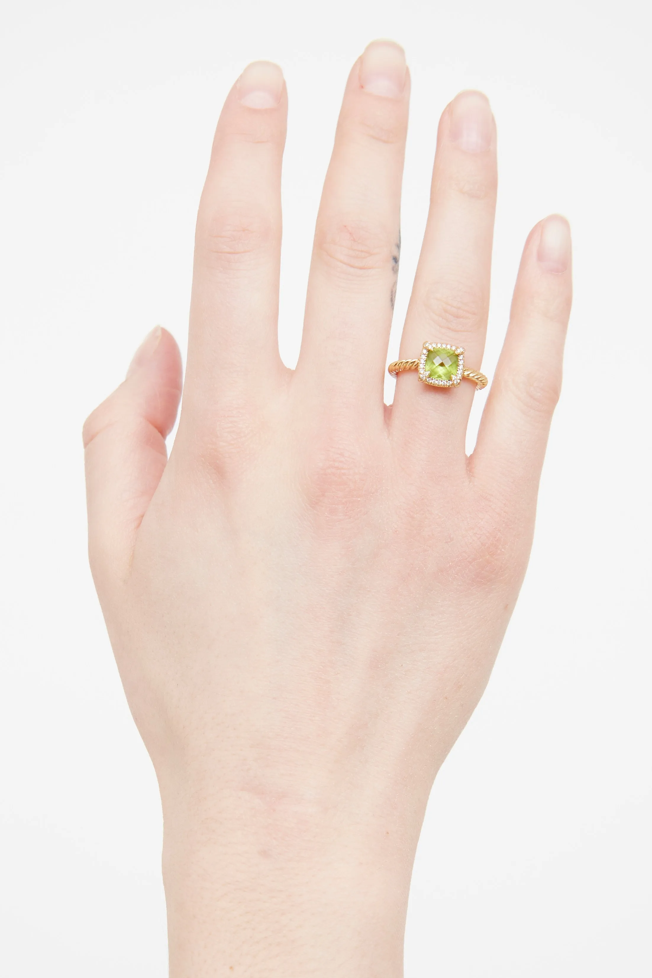 18K Peridot Diamond Petit Chatelaine Ring