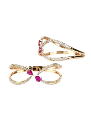 4.65ct Diamond Ruby 18K Gold Bangle Bracelet