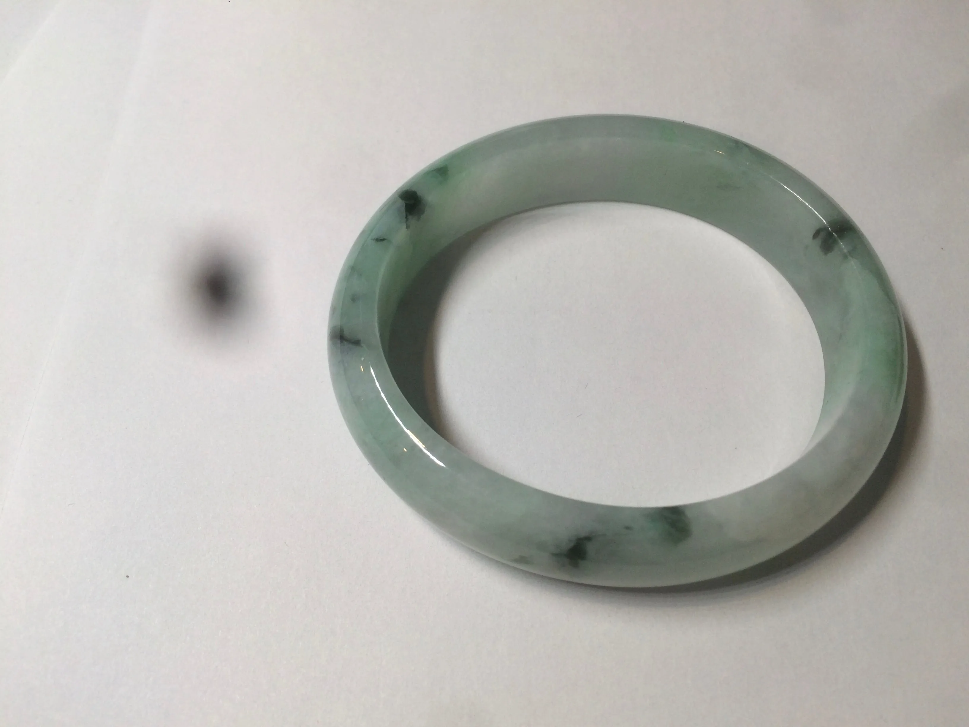 48.5mm Certified Type A 100% Natural icy light green/white oval Jadeite Jade bangle K101-1696