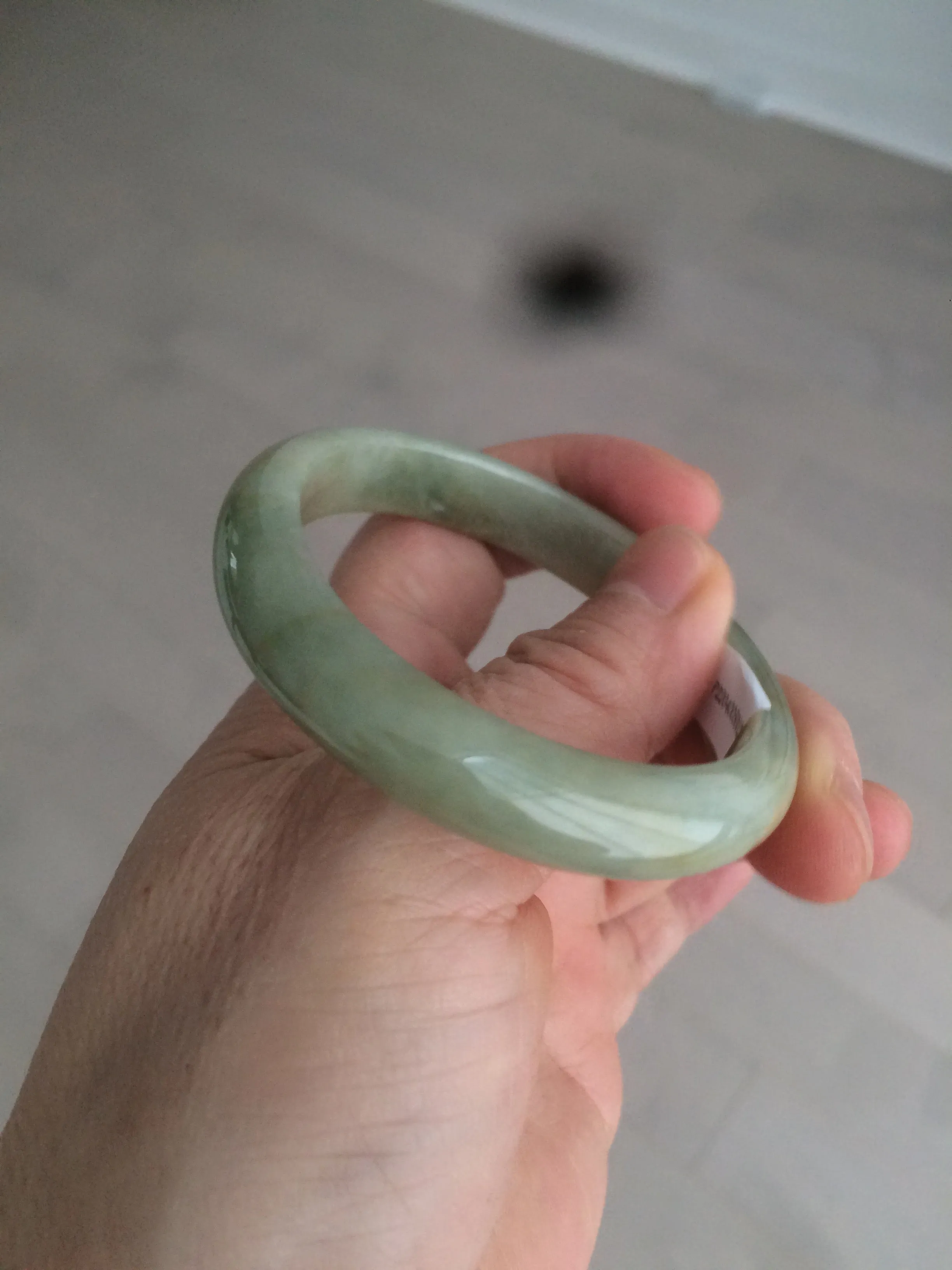 49.5mm Certified Type A 100% Natural yellow/gray/green Jadeite Jade bangle AF80-5002