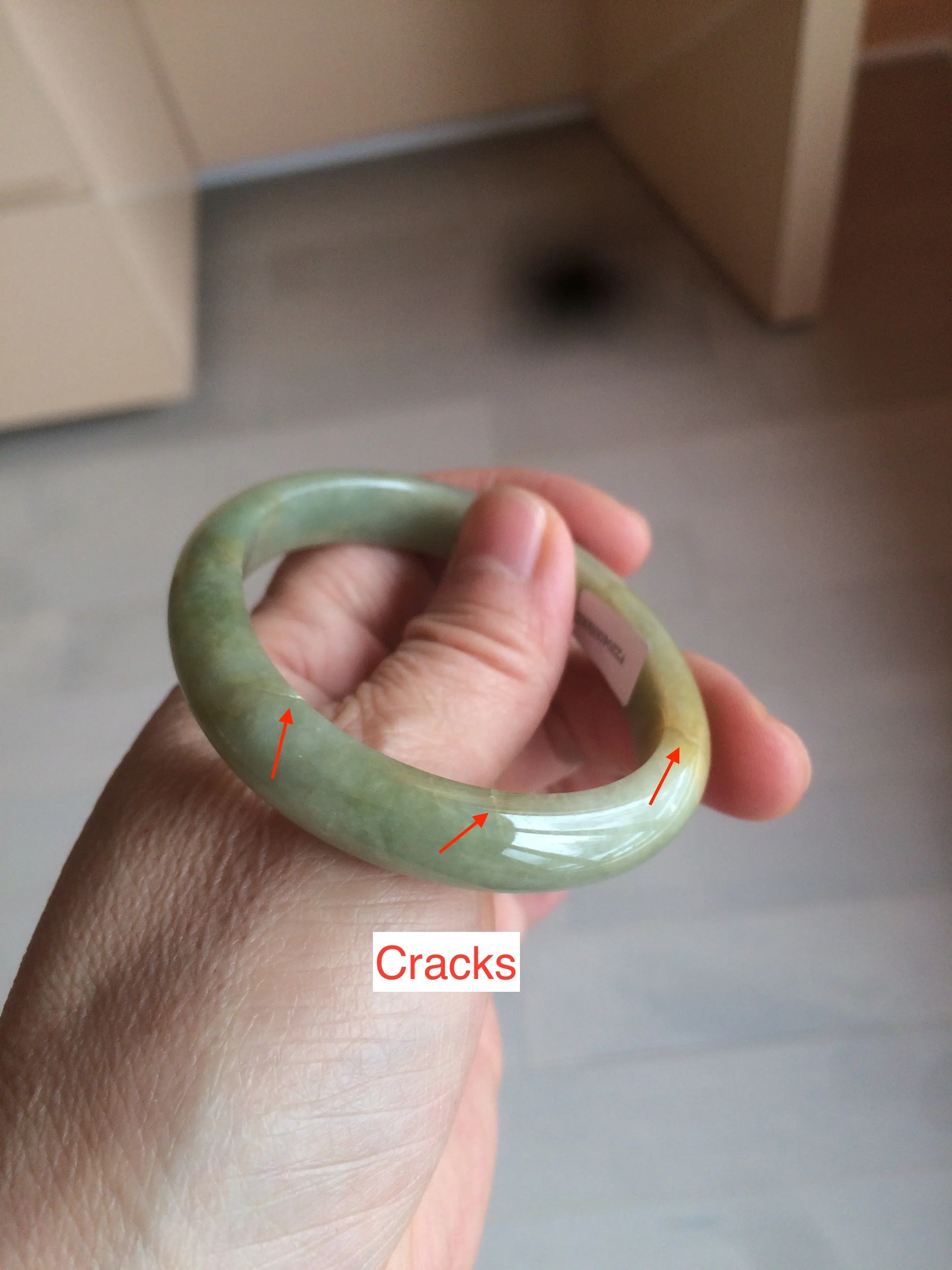 49.5mm Certified Type A 100% Natural yellow/gray/green Jadeite Jade bangle AF80-5002