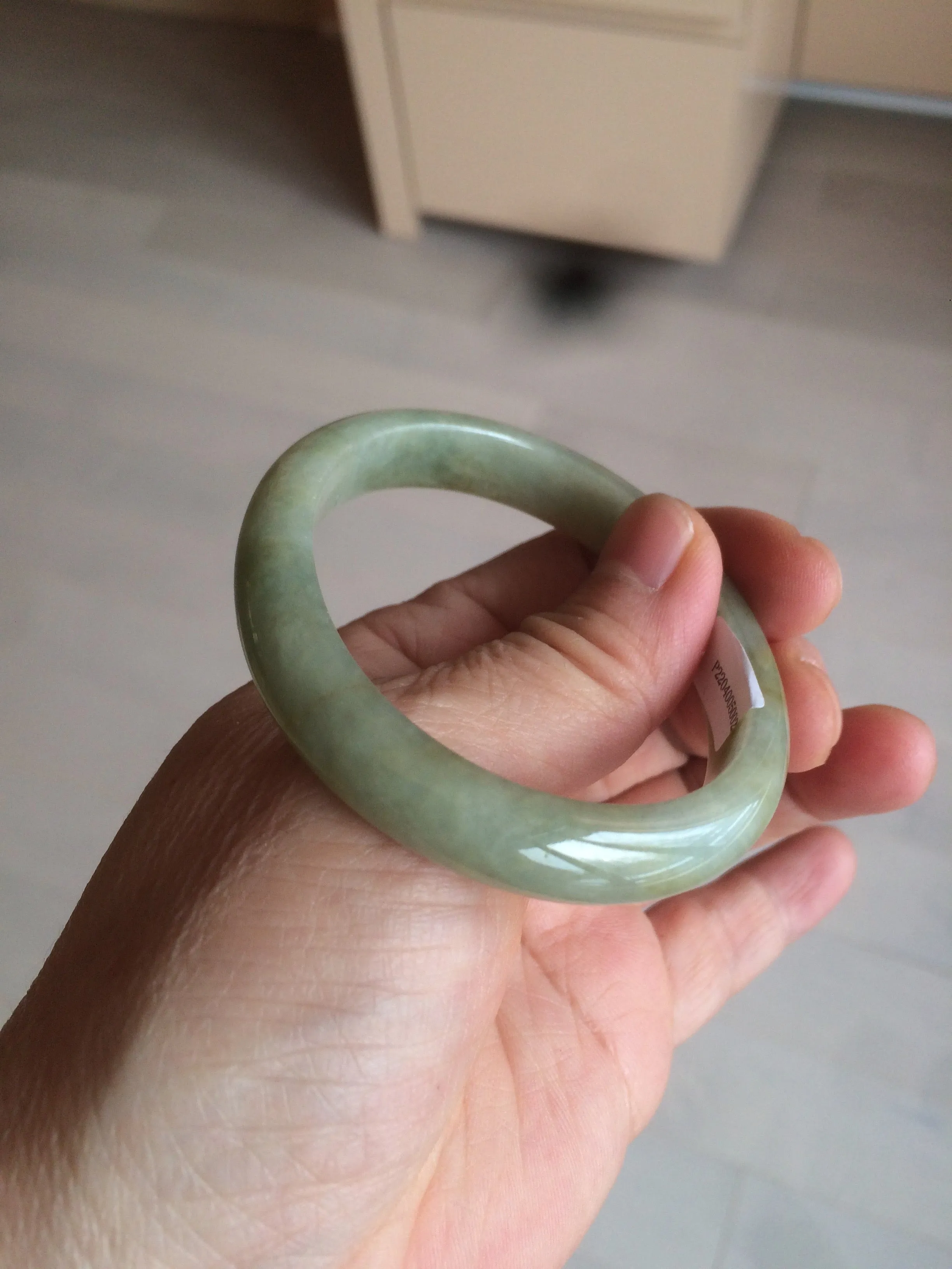 49.5mm Certified Type A 100% Natural yellow/gray/green Jadeite Jade bangle AF80-5002