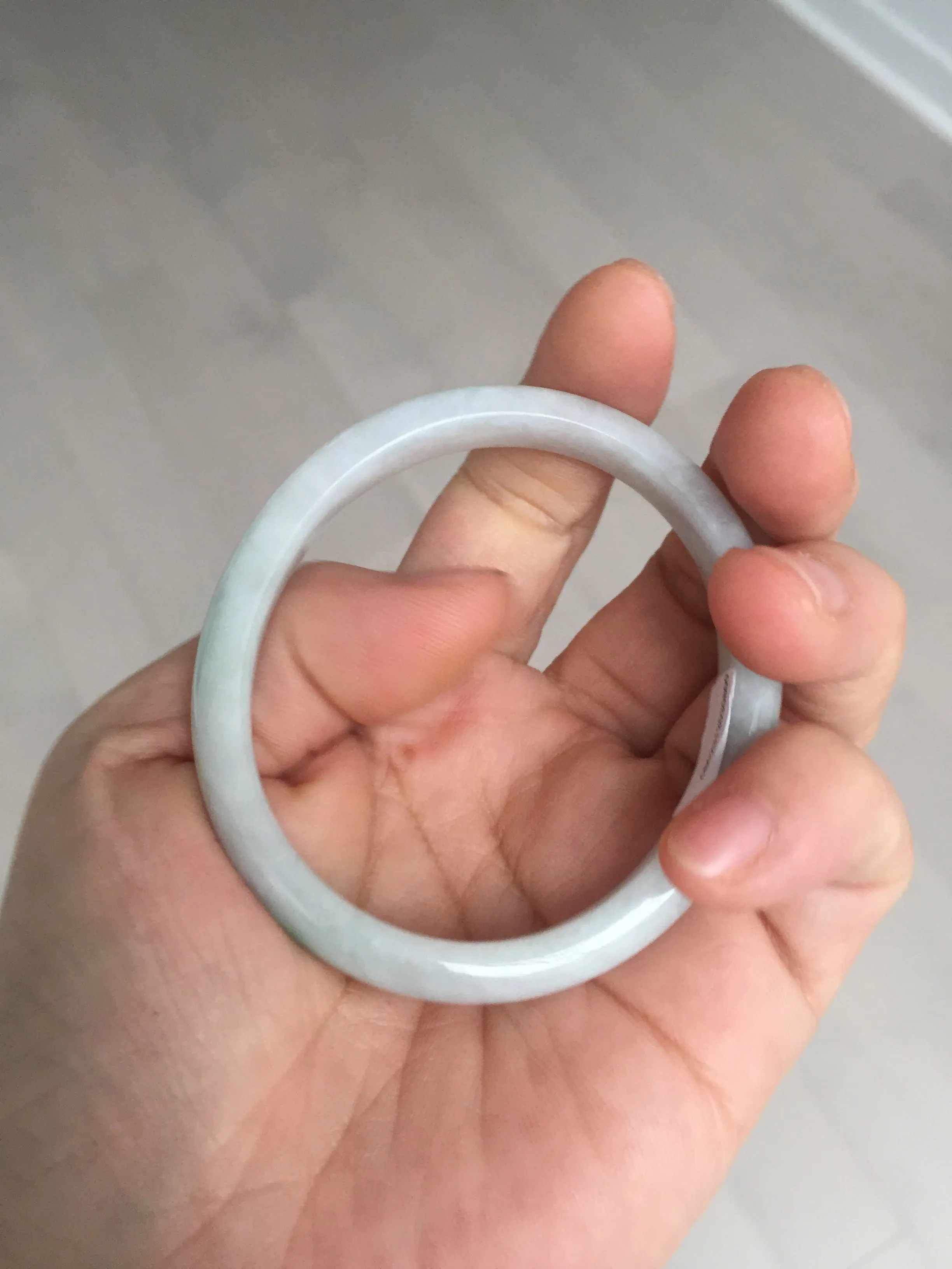 49mm Type A 100% Natural light green oval Jadeite Jade bangle BM71
