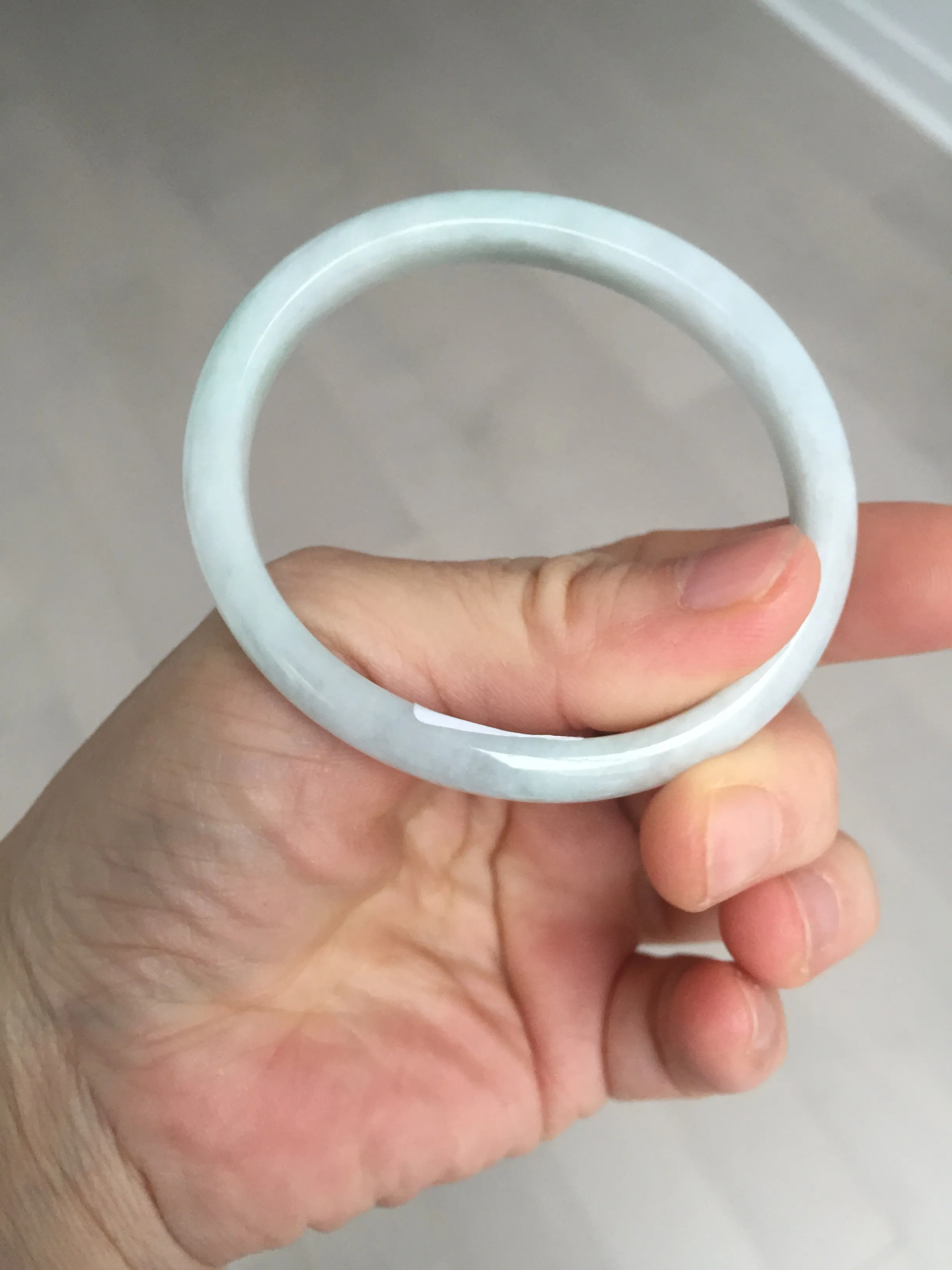 49mm Type A 100% Natural light green oval Jadeite Jade bangle BM71
