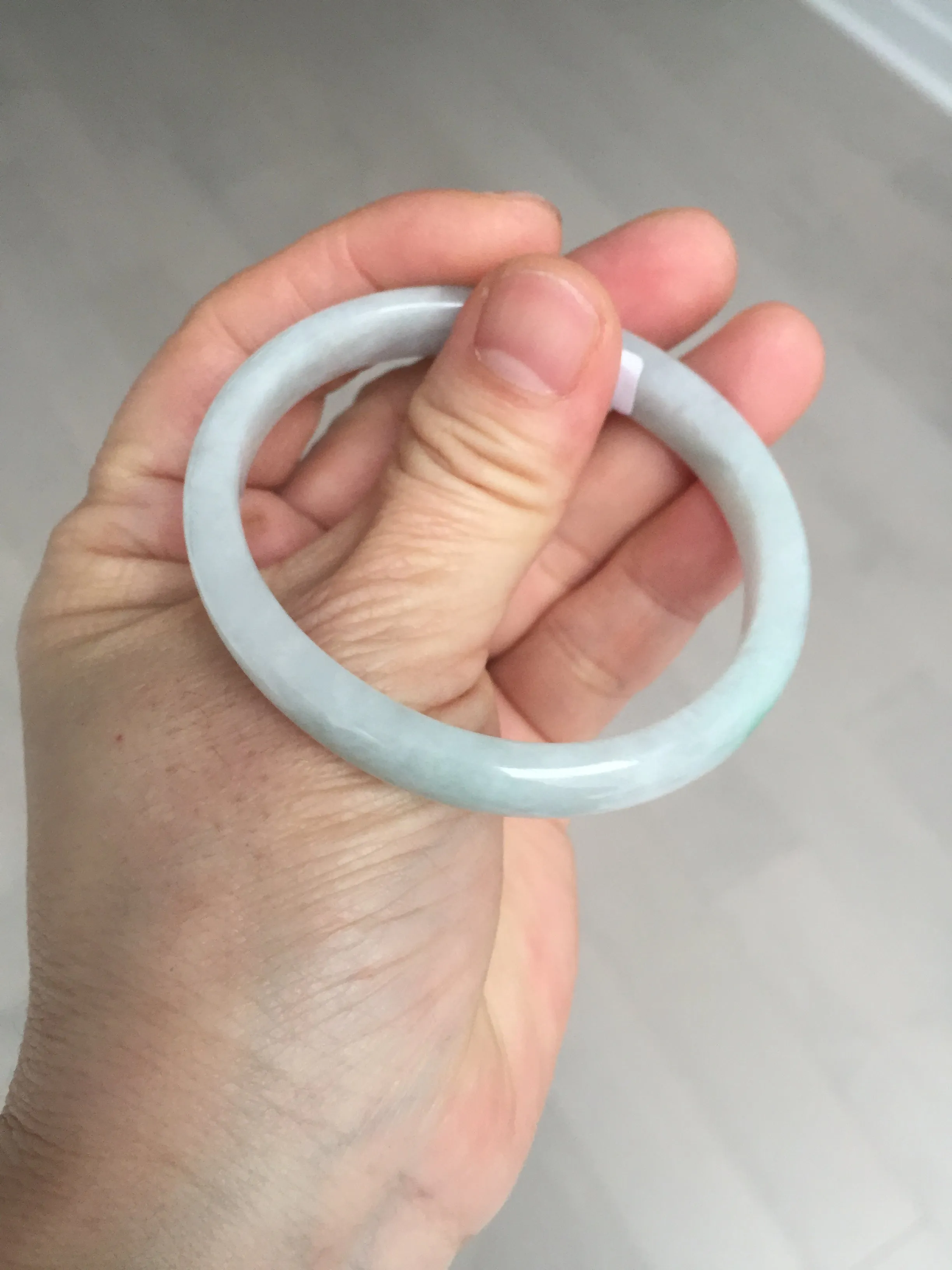 49mm Type A 100% Natural light green oval Jadeite Jade bangle BM71