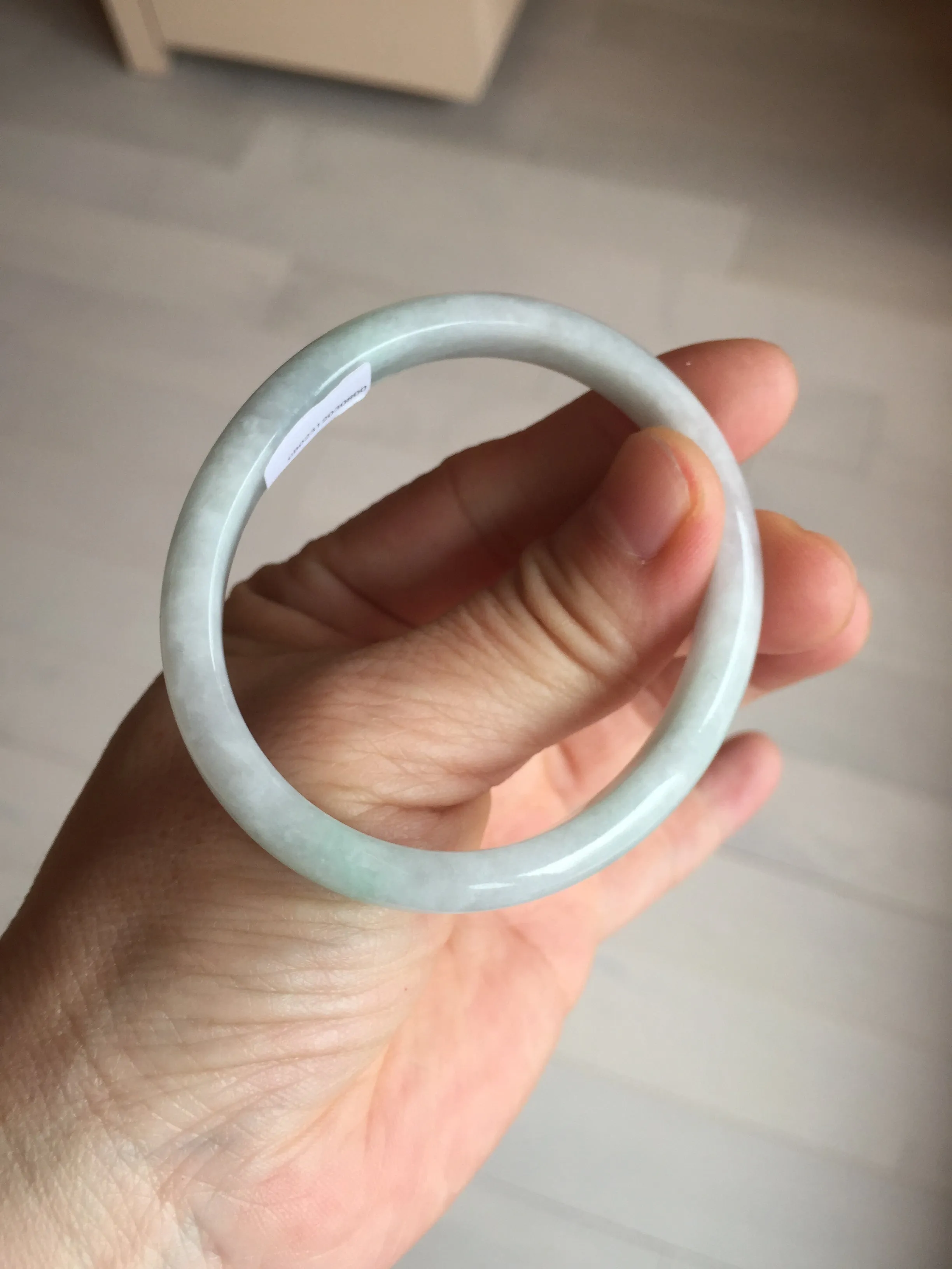 49mm Type A 100% Natural light green oval Jadeite Jade bangle BM71