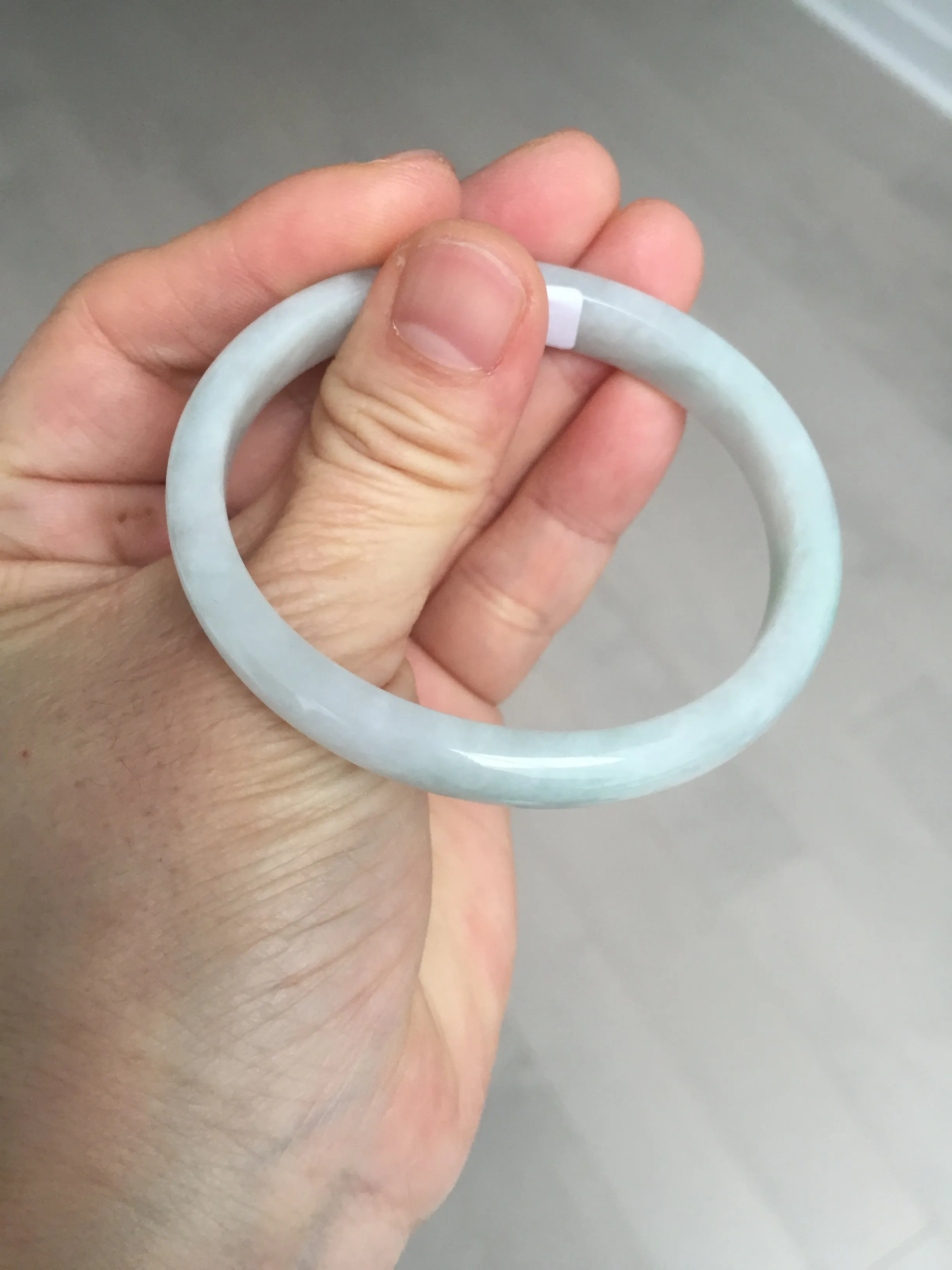 49mm Type A 100% Natural light green oval Jadeite Jade bangle BM71
