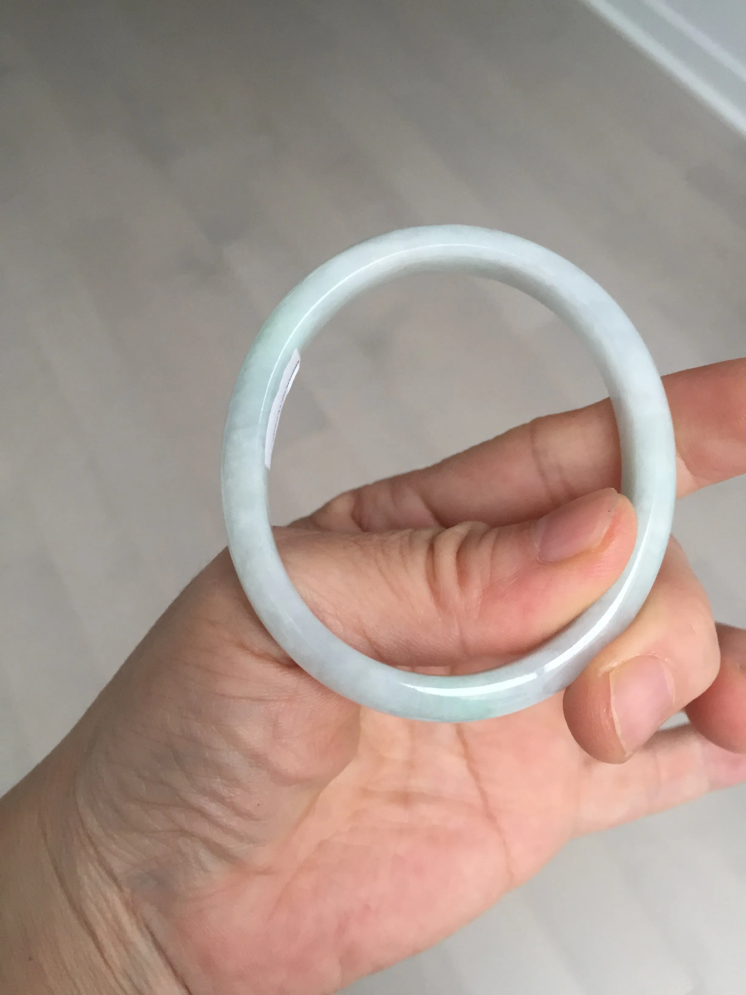 49mm Type A 100% Natural light green oval Jadeite Jade bangle BM71