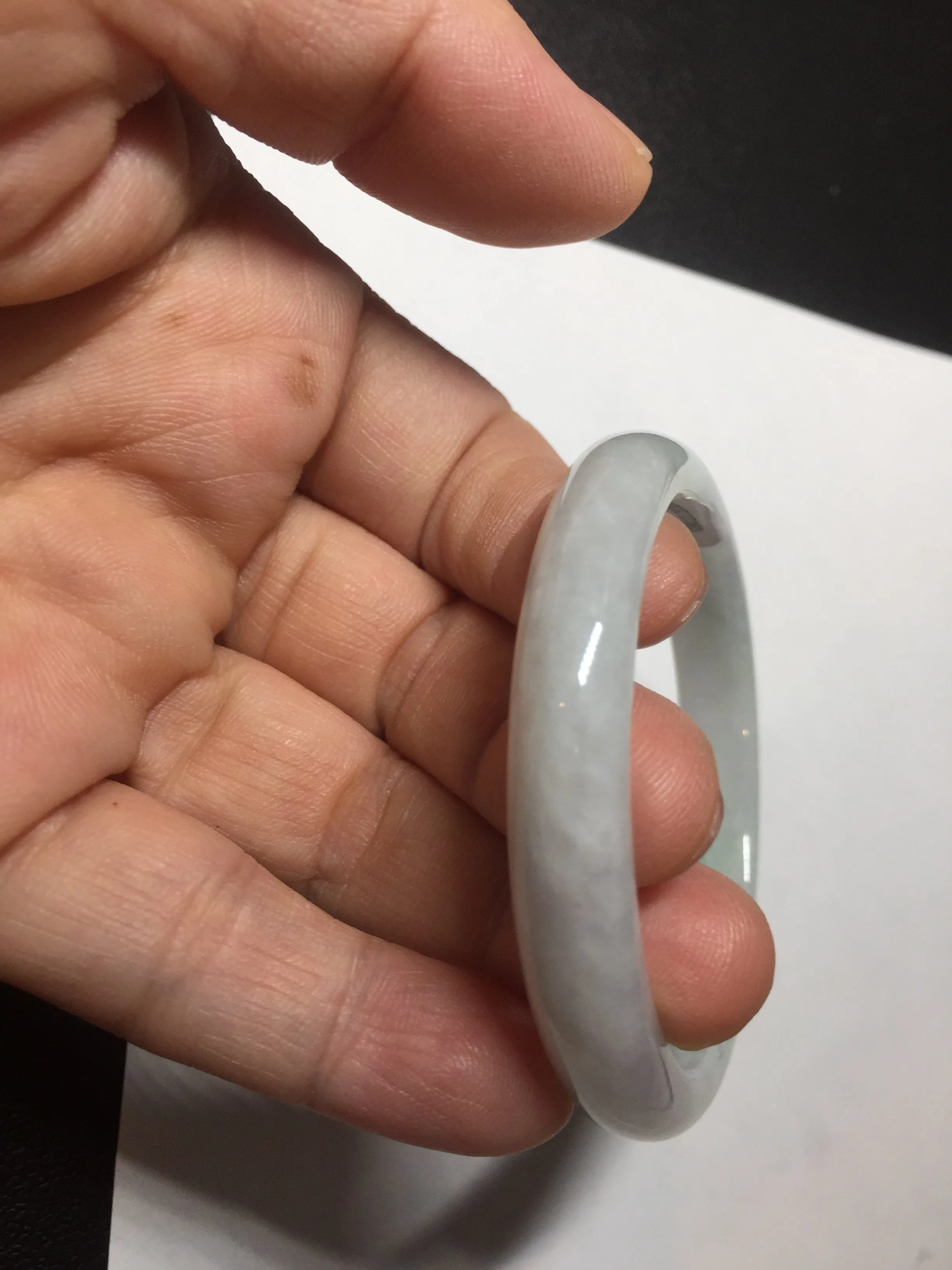 49mm Type A 100% Natural light green oval Jadeite Jade bangle BM71