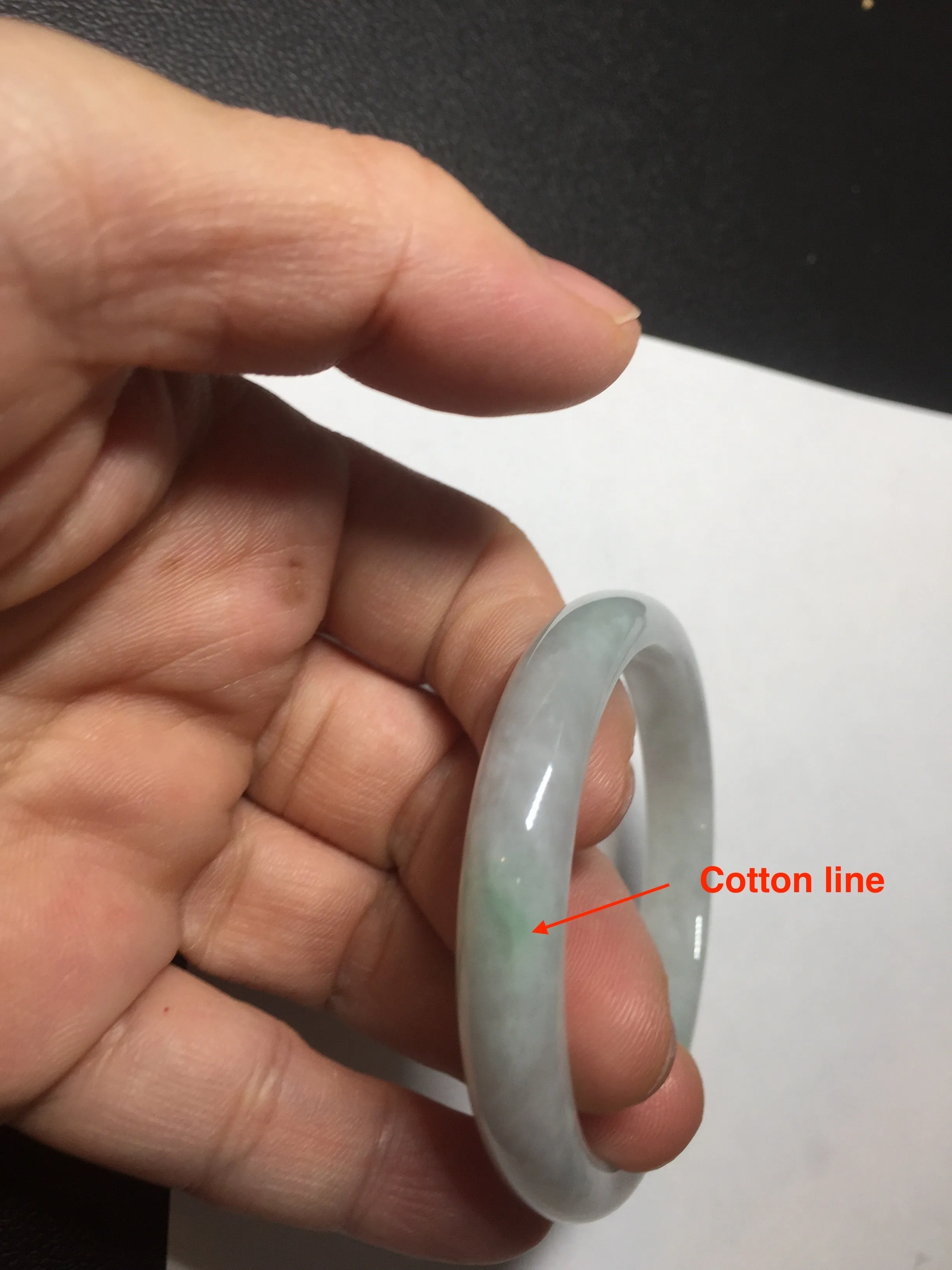 49mm Type A 100% Natural light green oval Jadeite Jade bangle BM71